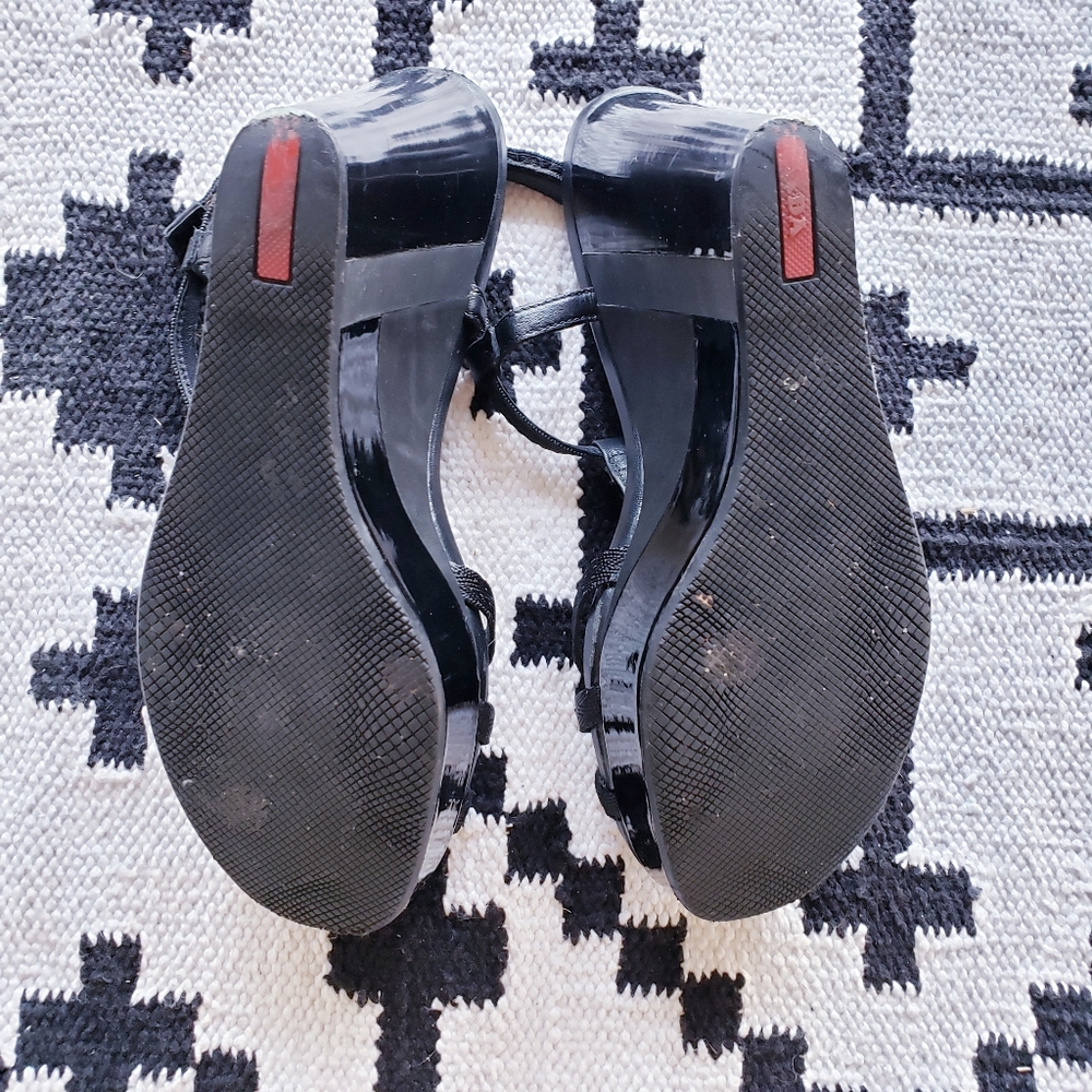 Prada Patent Leather Wedge Sandals - Picture 3 of 3